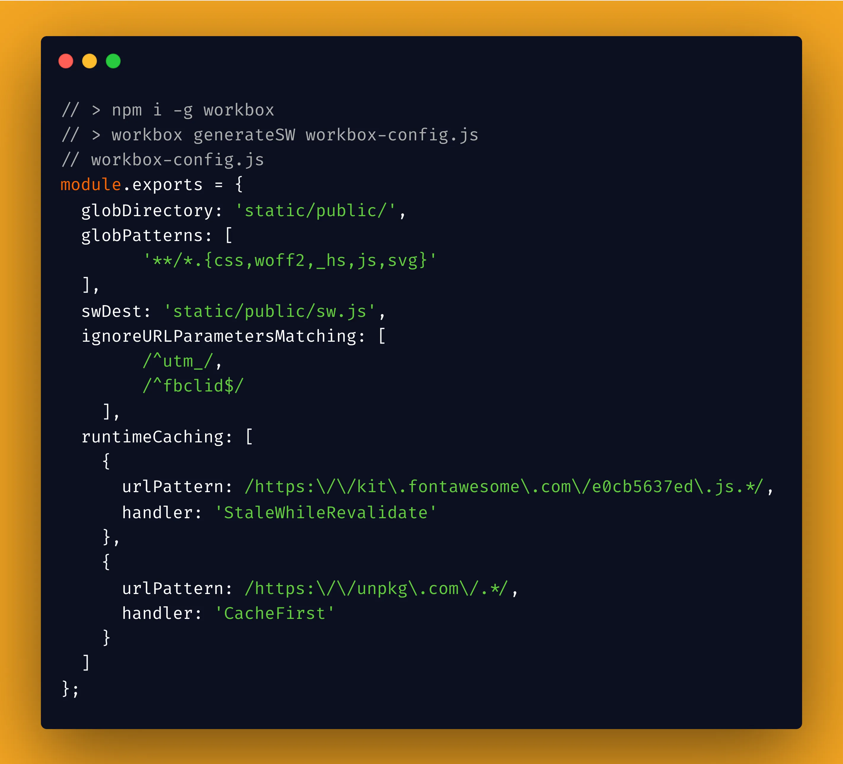 Workbox configuration example