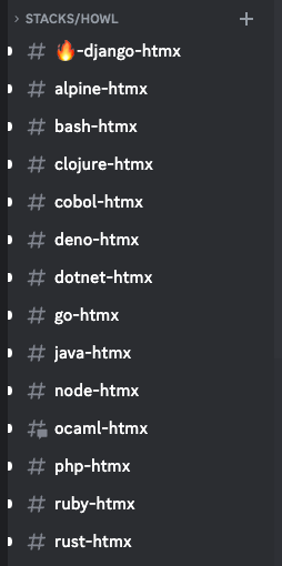 Django, alpine, bash, clojure, cobol,
  deno, dotnet, go, java, node, ocaml, php, ruby, rust -- all active.